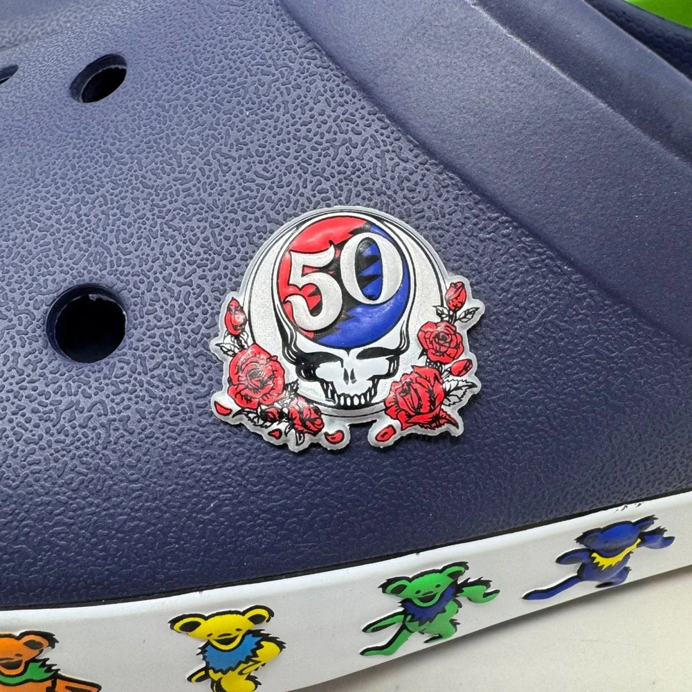 Crocs Grateful Dead 50th Anniversary Clogs Mens 12 Navy Blue Green‎ Dancing Bear